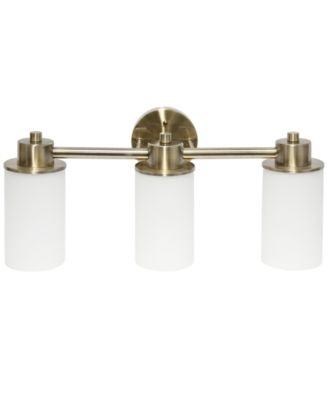 Essentix Contemporary Three Light Metal and Opaque White Glass Shade Vanity Uplight Downlight Wall Mounted Fixture 