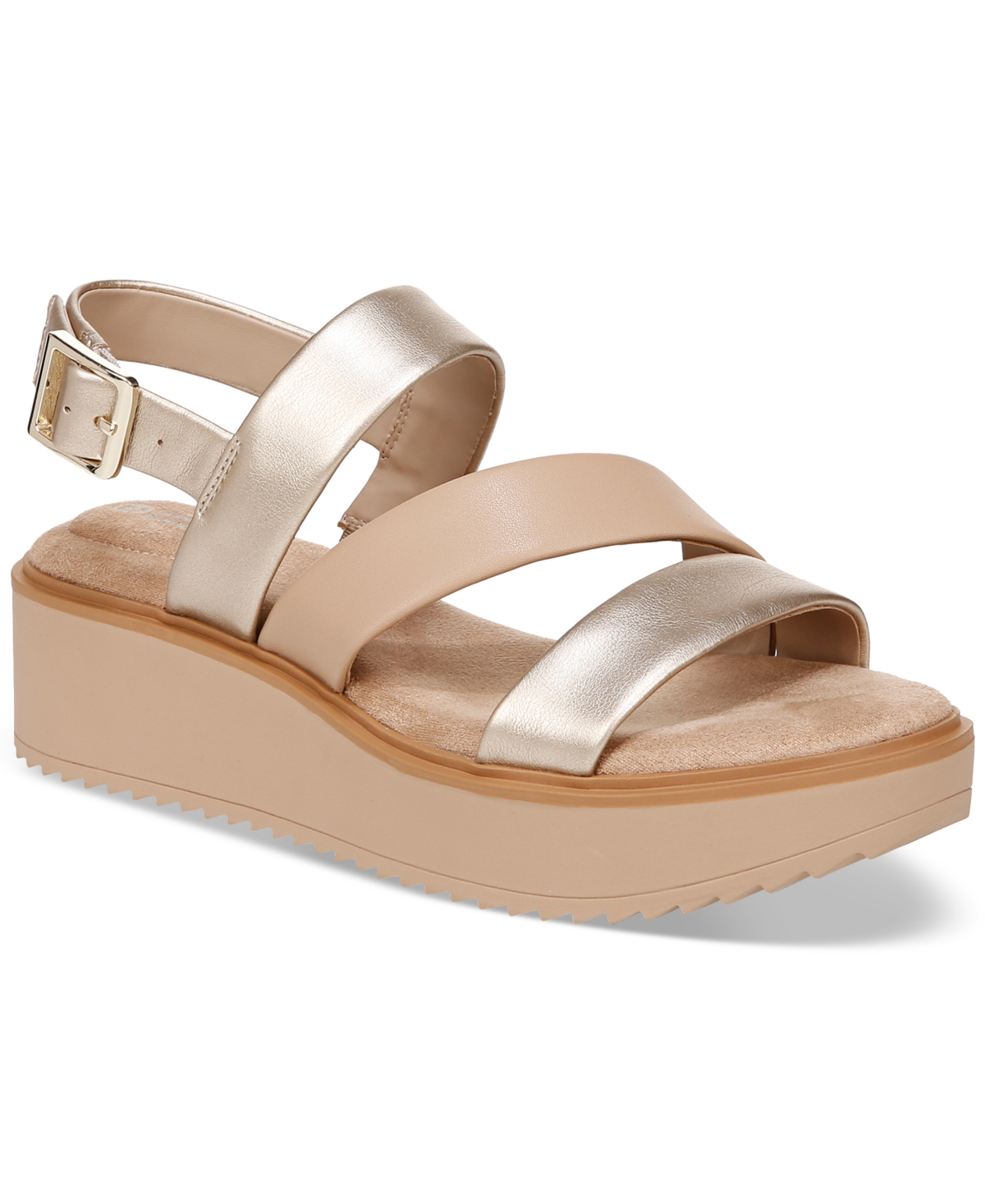 Women's Cessey Memory Foam Flatform Wedge Sandals, Created for Macy's - Platino