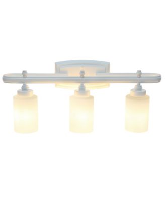 Essentix Contemporary Three Light Metal and Opaque White Glass Shade Vanity Uplight Downlight Wall Mounted Fixture 