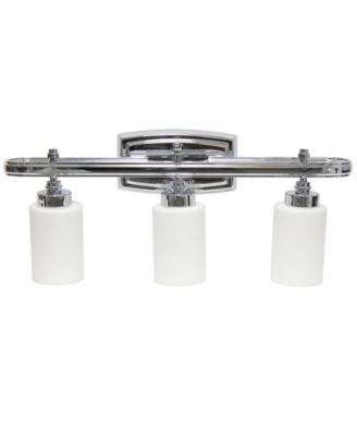 Essentix Contemporary Three Light Metal and Opaque White Glass Shade Vanity Uplight Downlight Wall Mounted Fixture 