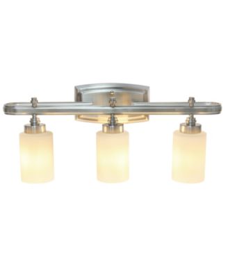 Essentix Contemporary Three Light Metal and Opaque White Glass Shade Vanity Uplight Downlight Wall Mounted Fixture 