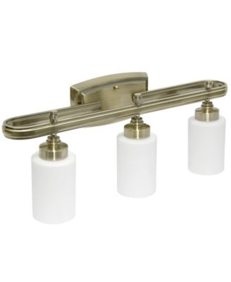 Essentix Contemporary Three Light Metal and Opaque White Glass Shade Vanity Uplight Downlight Wall Mounted Fixture 