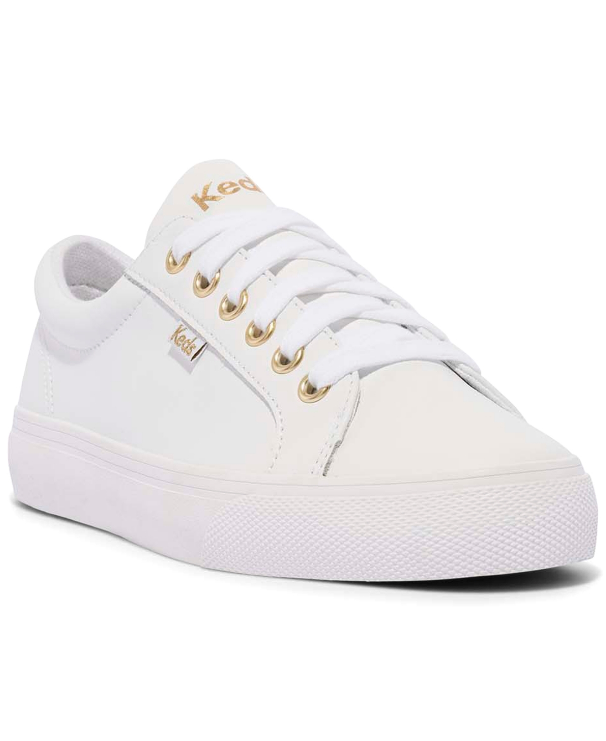 Women's Jump Kick Leather Casual Sneakers from Finish Line - White, Gold