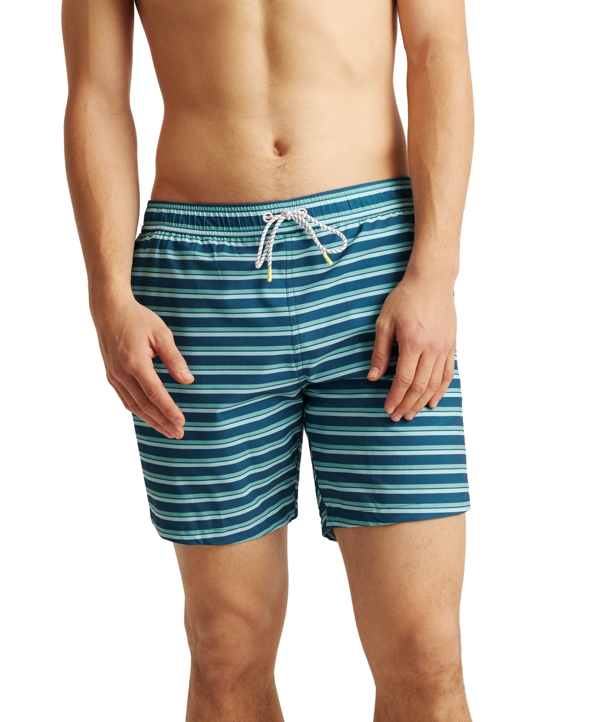 Men's Stripe Drawcord 7" Swim Trunks - Theo Swim Stripe