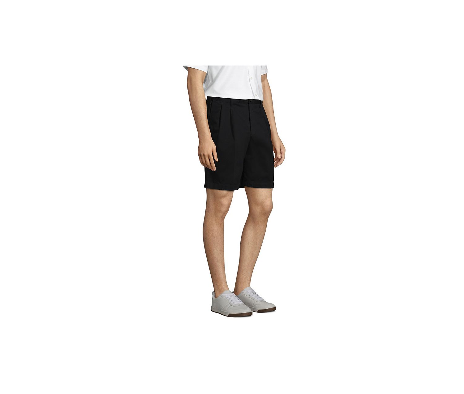 Men's No Iron 9" Comfort Waist Pleated Front Chino Short