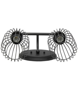 Ironhouse Two Light Industrial Decorative Cage Vanity Uplight Downlight Wall Mounted Fixture 