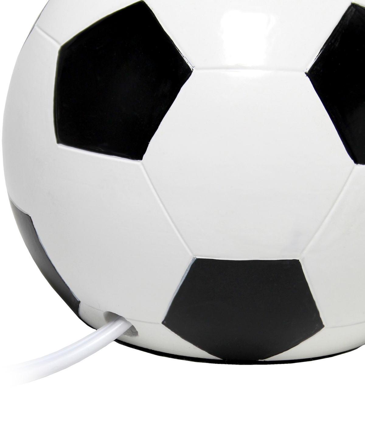 Simple Designs Sportslite 11.5" Tall Athletic Sports Soccer Ball Base Ceramic Bedside Table Desk Lamp With White Em In Multi