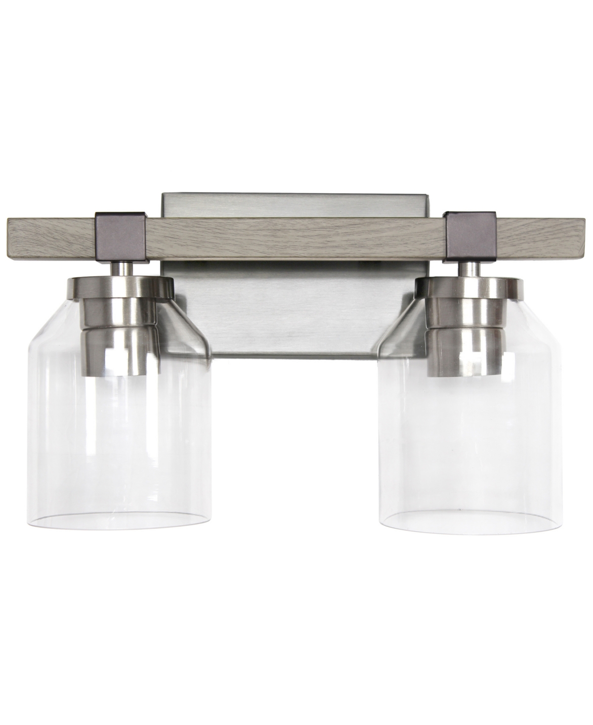 Lalia Home Barnlit Rustic Two Light Metal And Clear Glass Shade Vanity Uplight Downlight Wall Mounted Fixture In Brushed Nickel,gray
