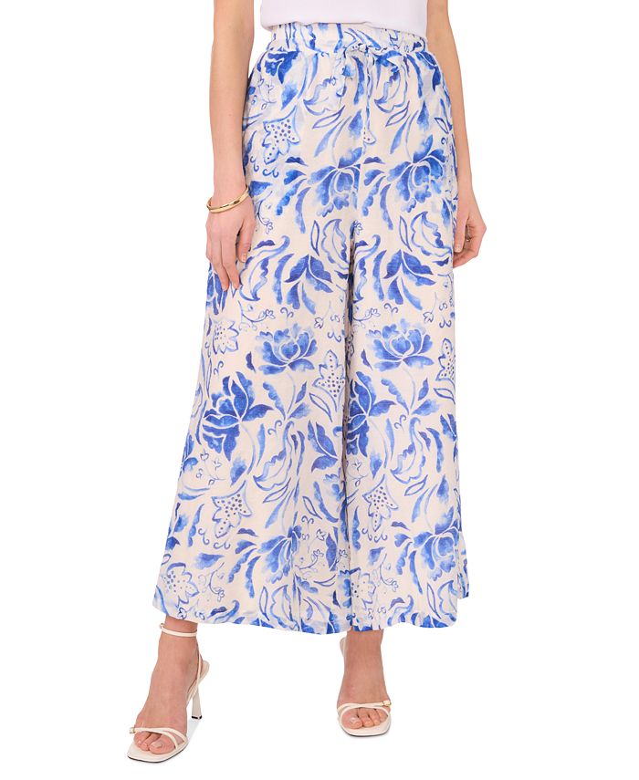 Plus Size Skull Shell Mermaid Bending Striped Bowknot Anchor Printed Hawaii Drawstring Wide Leg Pants