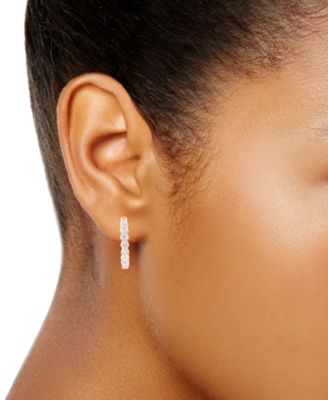 Lab Grown Diamond Bezel In & Out Small Hoop Earrings (2 ct. t.w.) in 14k White, Yellow or Rose Gold