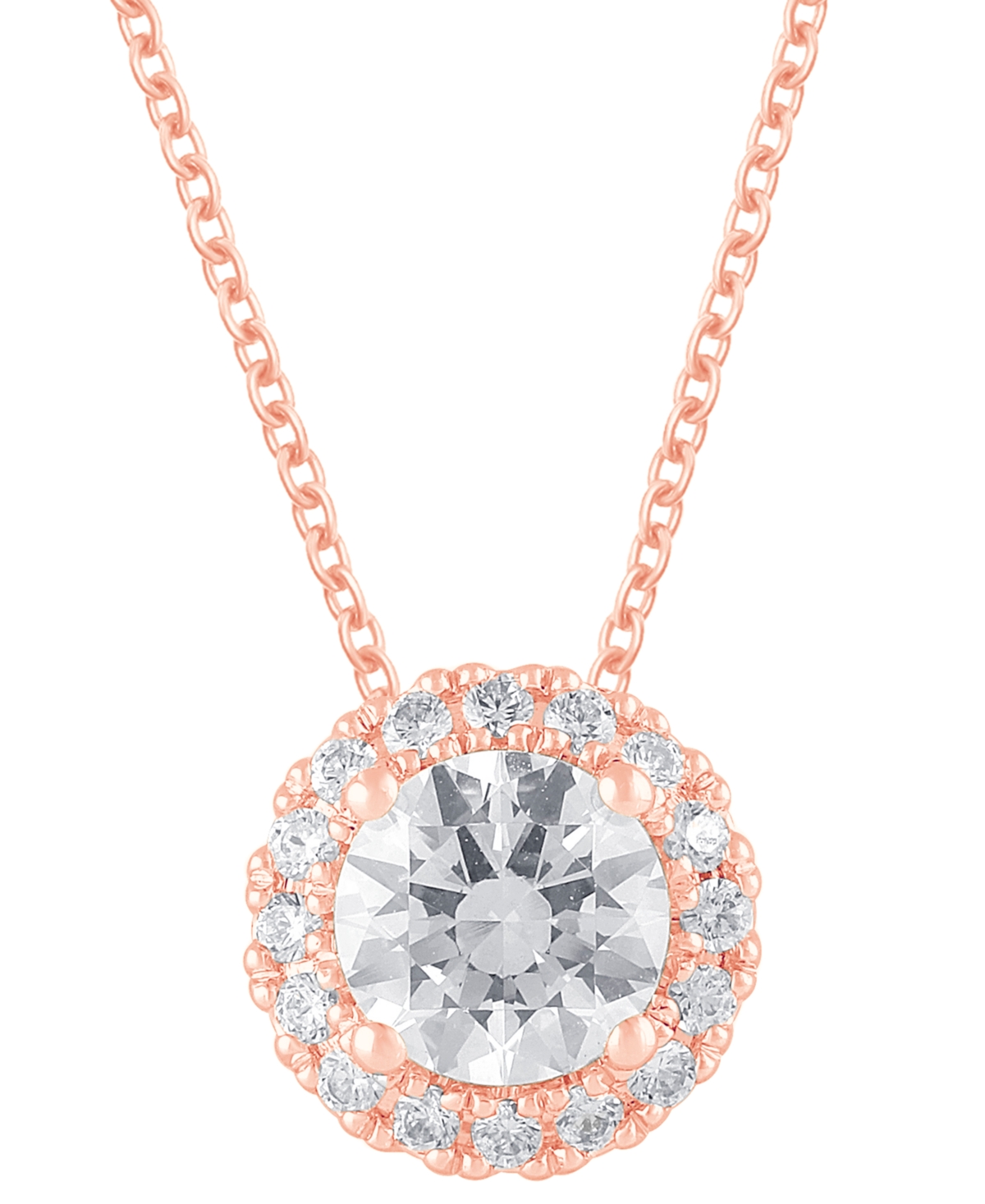 Shop Badgley Mischka Lab Grown Diamond Halo 18" Pendant Necklace (1-1/5 Ct. T.w.) In 14k White, Yellow Or Rose Gold
