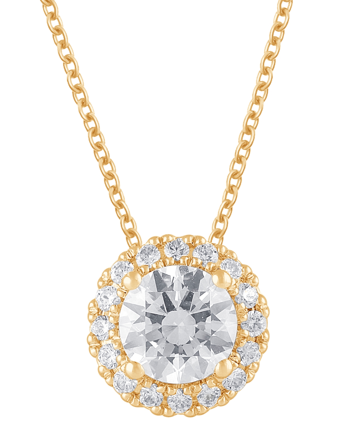 Shop Badgley Mischka Lab Grown Diamond Halo 18" Pendant Necklace (1-1/5 Ct. T.w.) In 14k White, Yellow Or Rose Gold In Yellow Gold