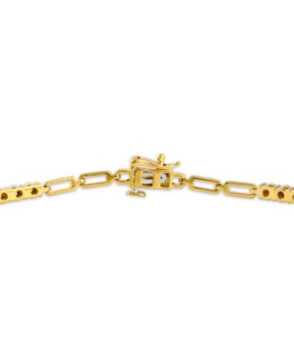 Diamond Station & Polished Open Link Bracelet (1/4 ct. t.w.) in Sterling Silver or Gold-plated Sterling Silver