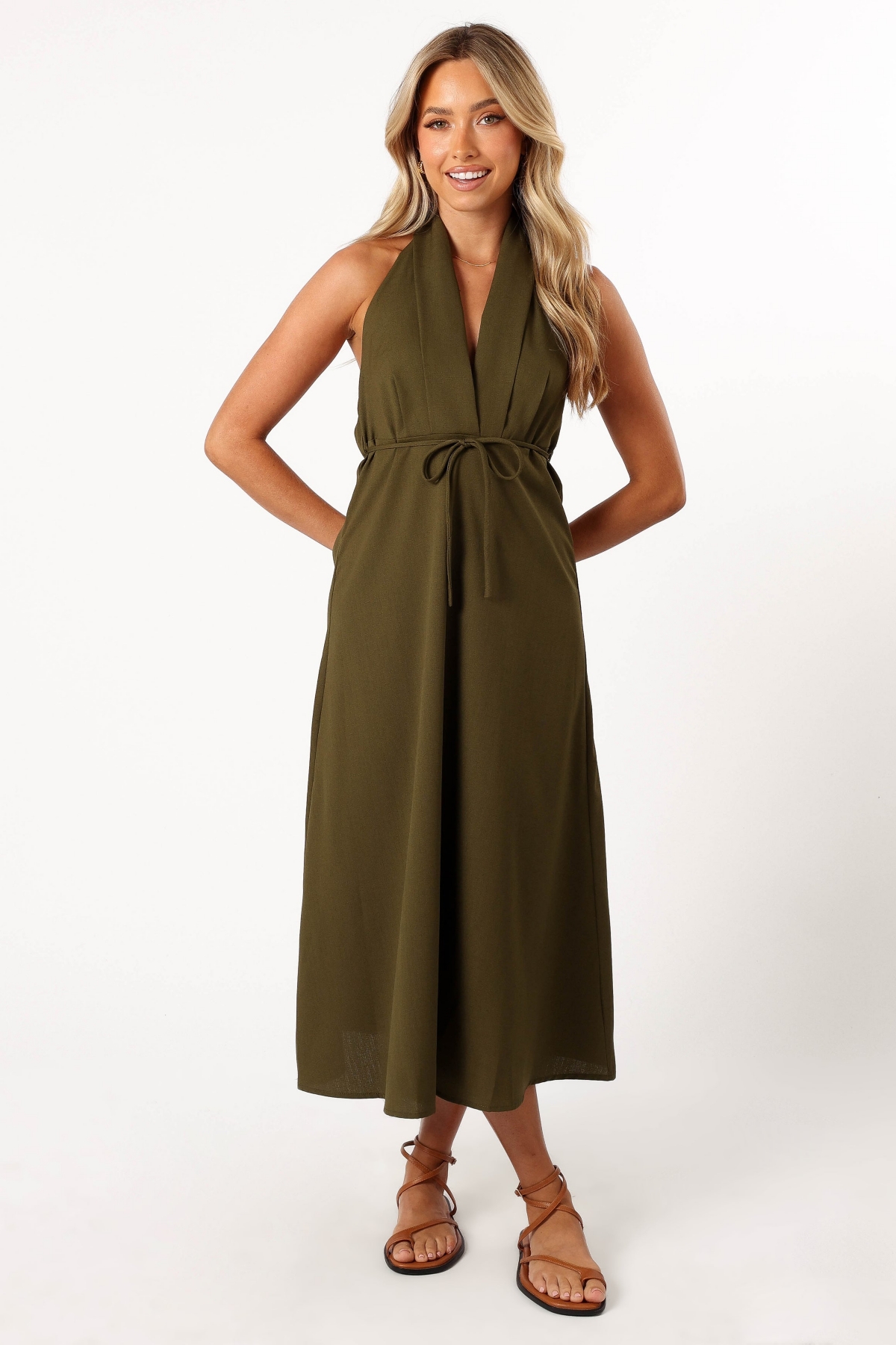 Women's Ivy Halterneck Midi Dress - Olive