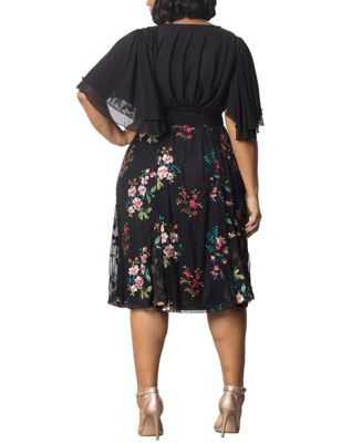 Plus Size Lillian Embroidered Mesh Midi Cocktail Dress