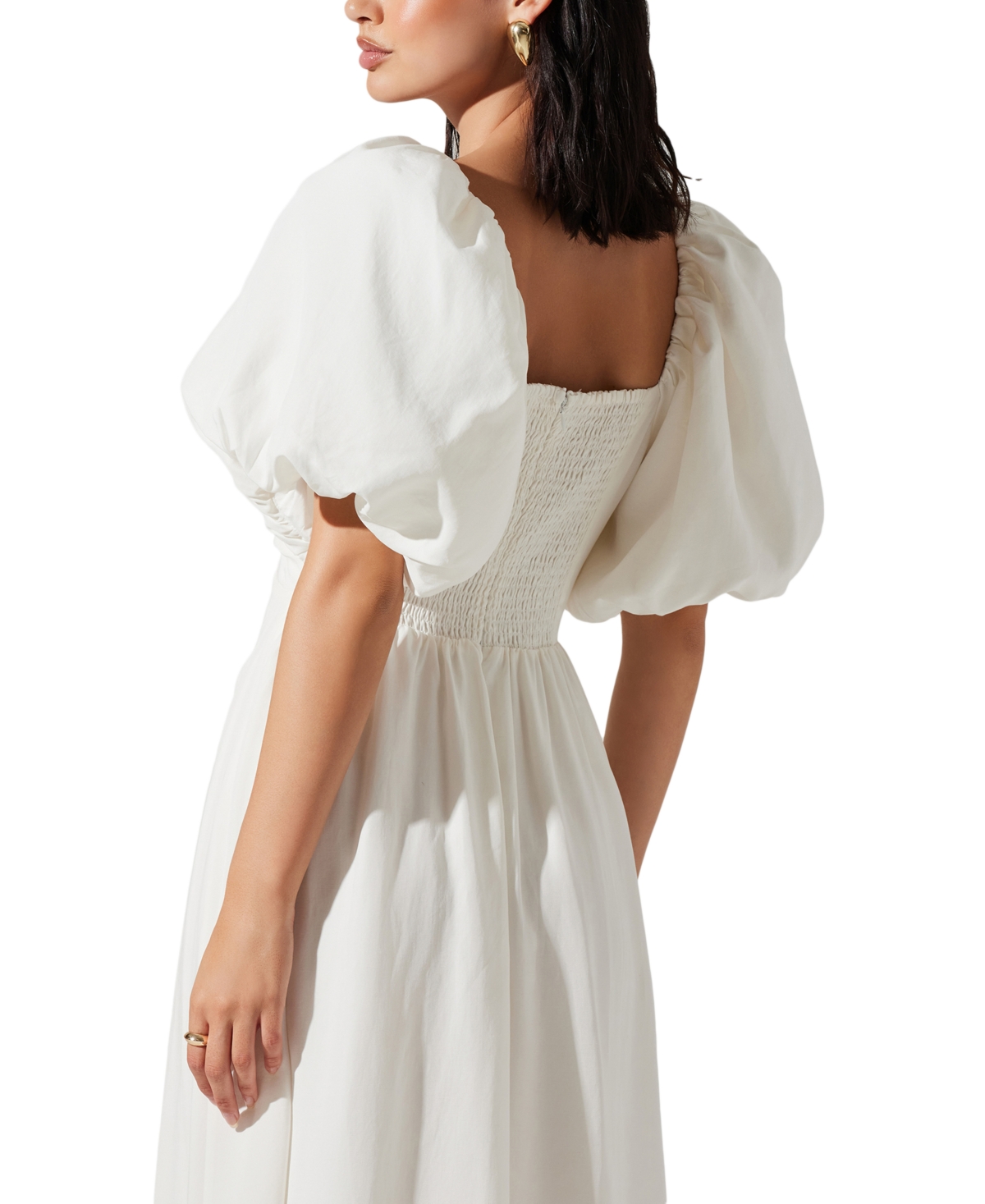 Shop Astr Women's Serilda Puff-sleeve Midi Dress In White
