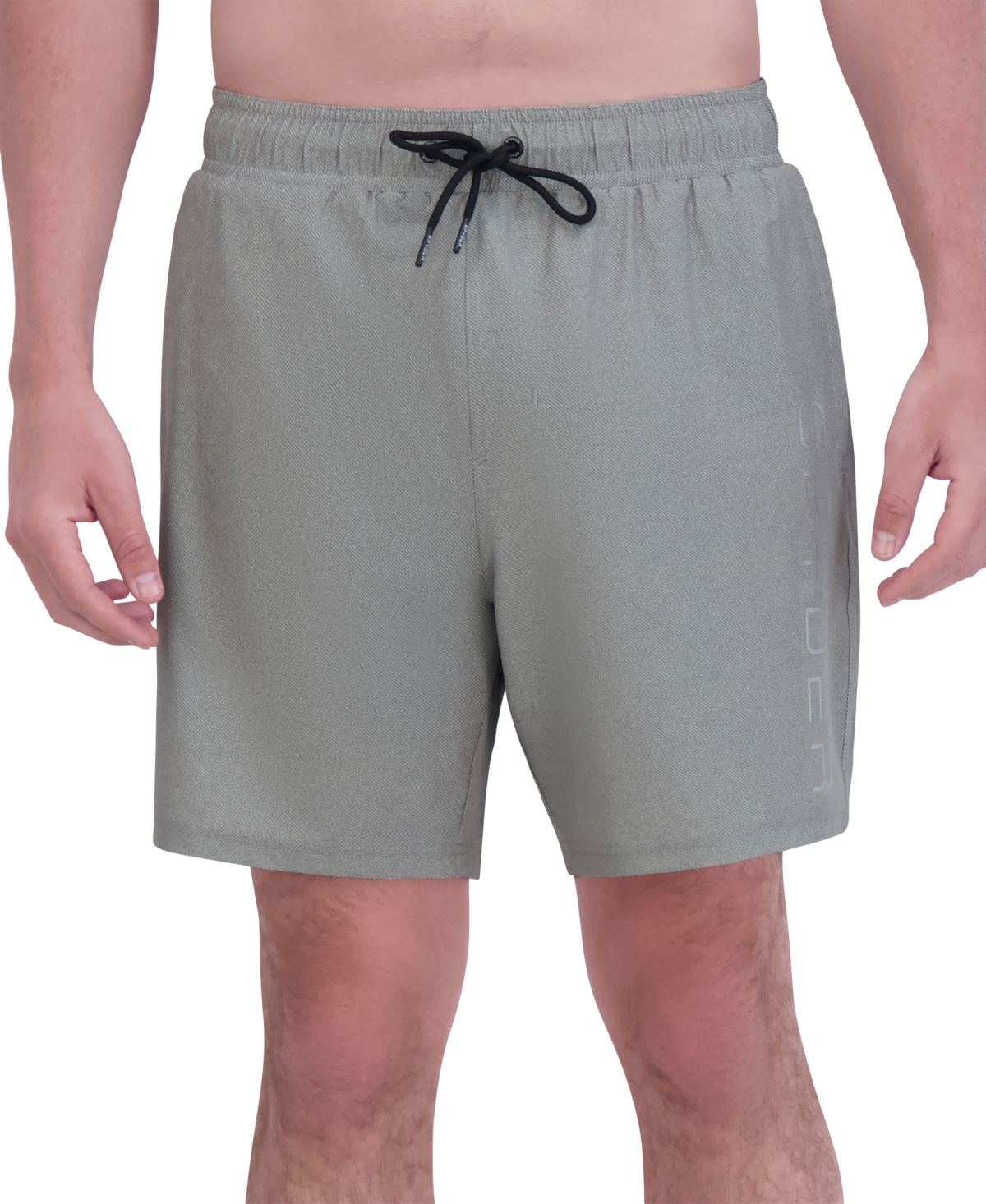 Shop Spyder Men's Stretch Twill-print 7" Swim Trunks With Compression Liner In Pewter