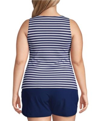 Plus Size Chlorine Resistant High Neck UPF 50 Modest Tankini Swimsuit Top