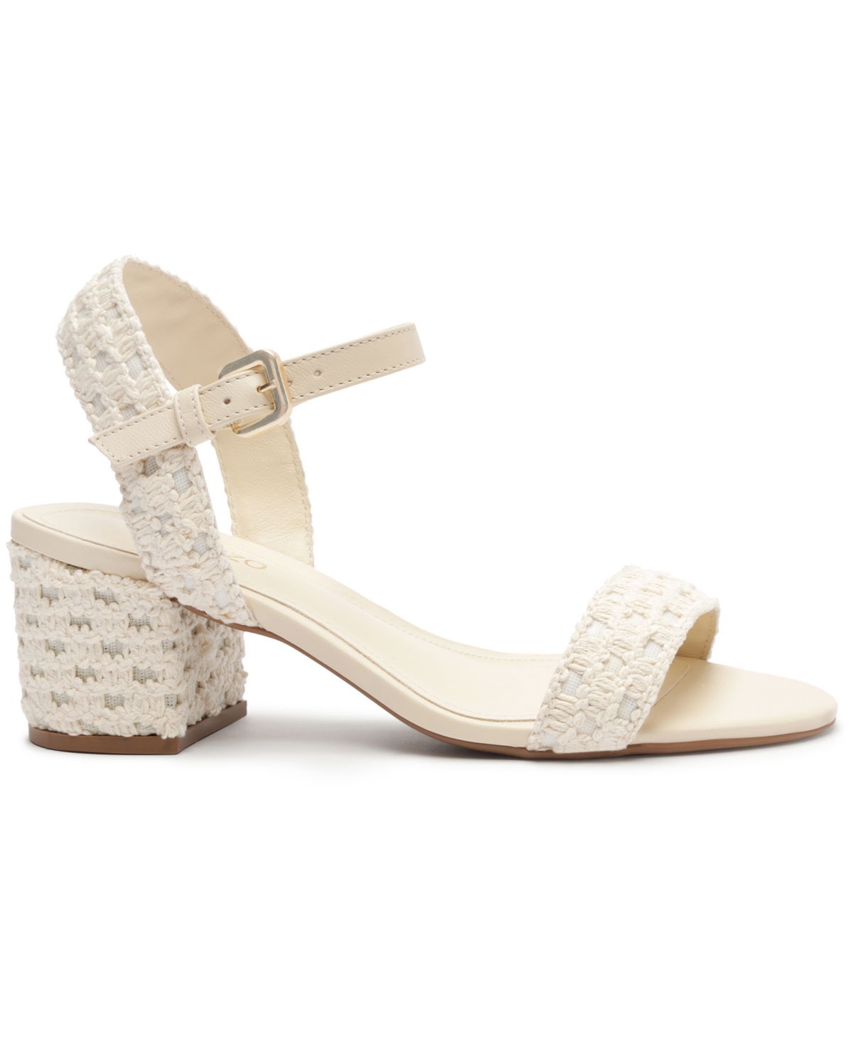 Shop Arezzo Women's Brynn Woven Mid Block Heel Sandals In White