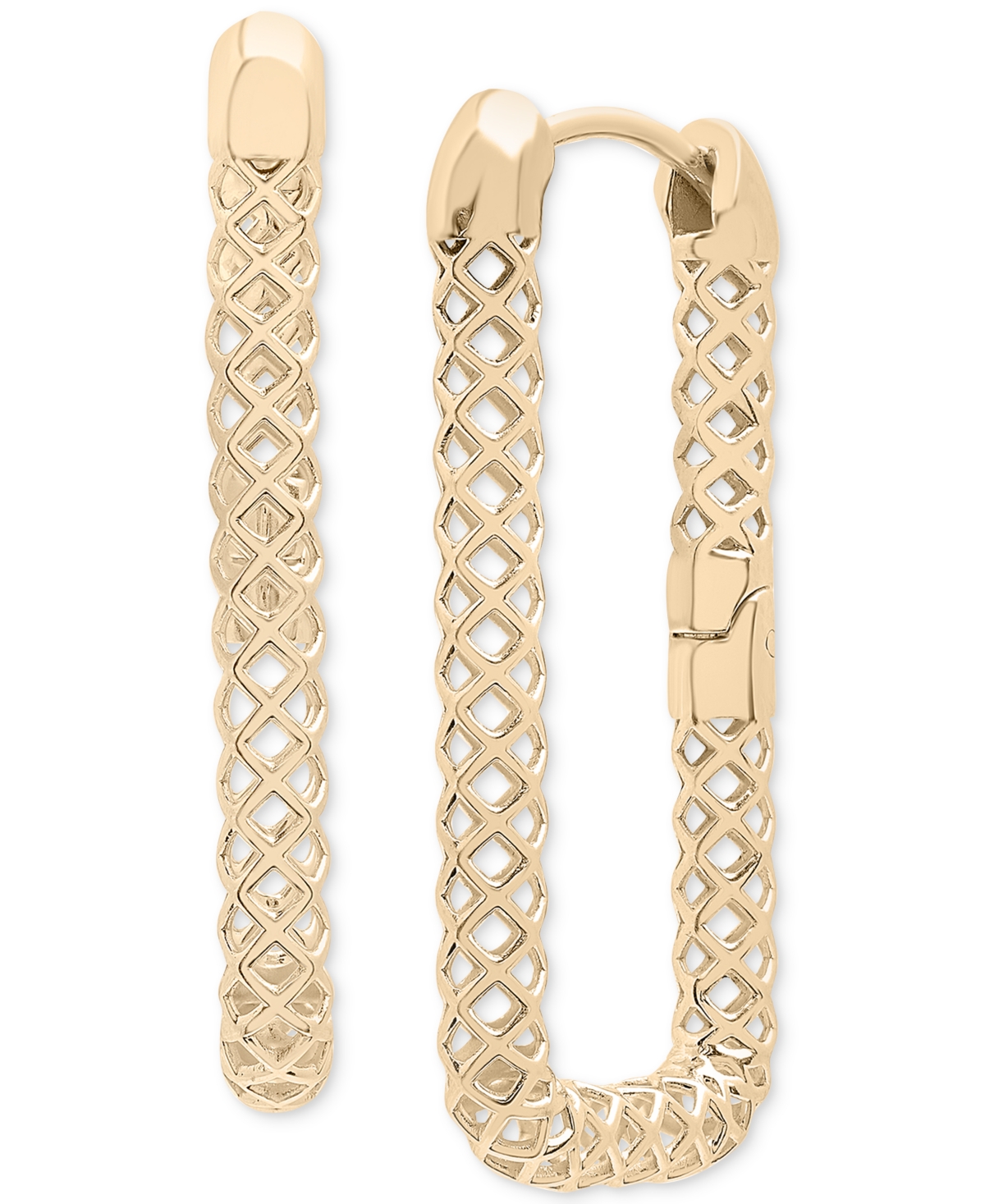 Lattice Rectangular Hoop Earrings in Gold Vermeil, Created for Macy's - Gold Vermeil