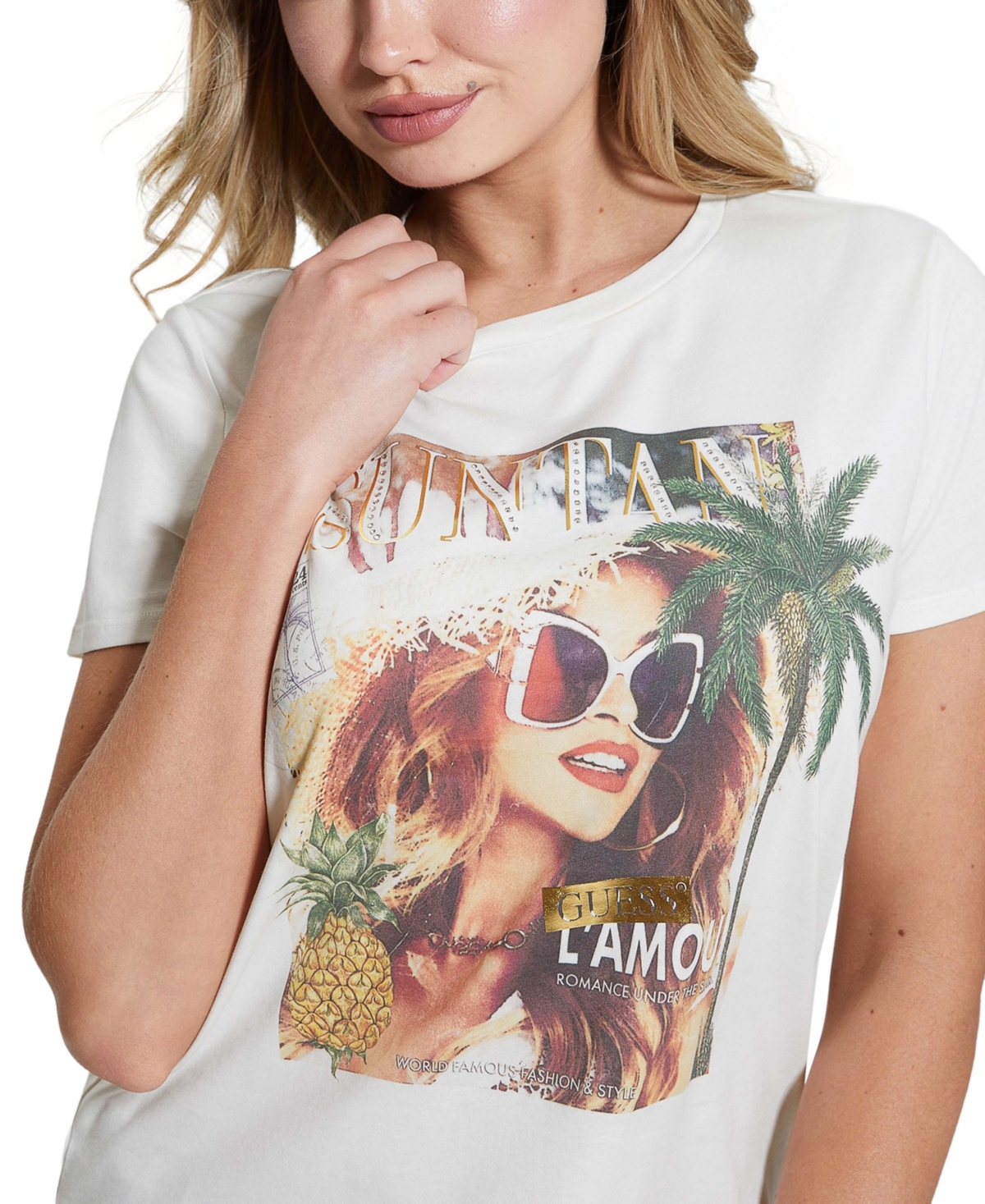 Guess Women's Suntan Cover Graphic Easy T-Shirt