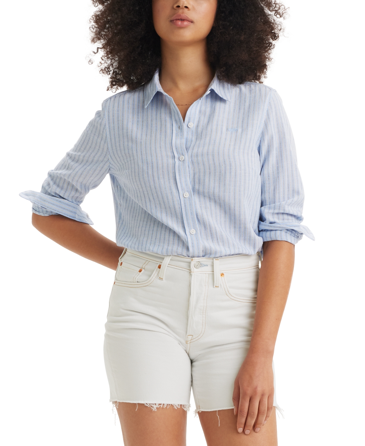 Shop Levi's The Classic Cotton Box-pleat-back Long-sleeve Shirt In Brunerra Blue