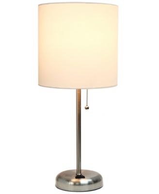 Oslo 19.5" Contemporary Bedside Standard Metal Table Desk Lamp with White Drum Fabric Shade