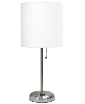 Oslo 19.5" Contemporary Bedside Standard Metal Table Desk Lamp with White Drum Fabric Shade