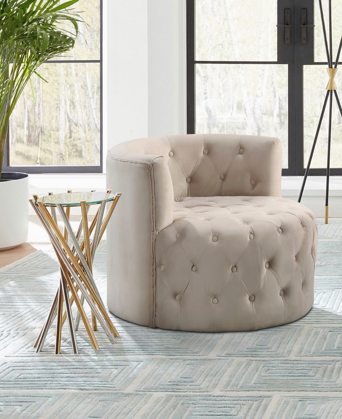 Homelegance White Label Rheit 33" Swivel Chair In Beige