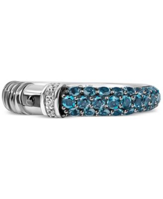 Star Wars London Blue Topaz (1 ct. t.w.) & Diamond (1/20 ct. t.w.) Obi-Wan Kenobi Lightsaber Ring in Sterling Silver