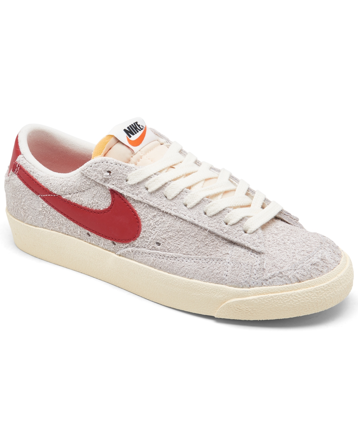 Nike Women's Blazer Low '77 Vintage Suede Casual Sneakers From Finish Line In Summit White,gym Red