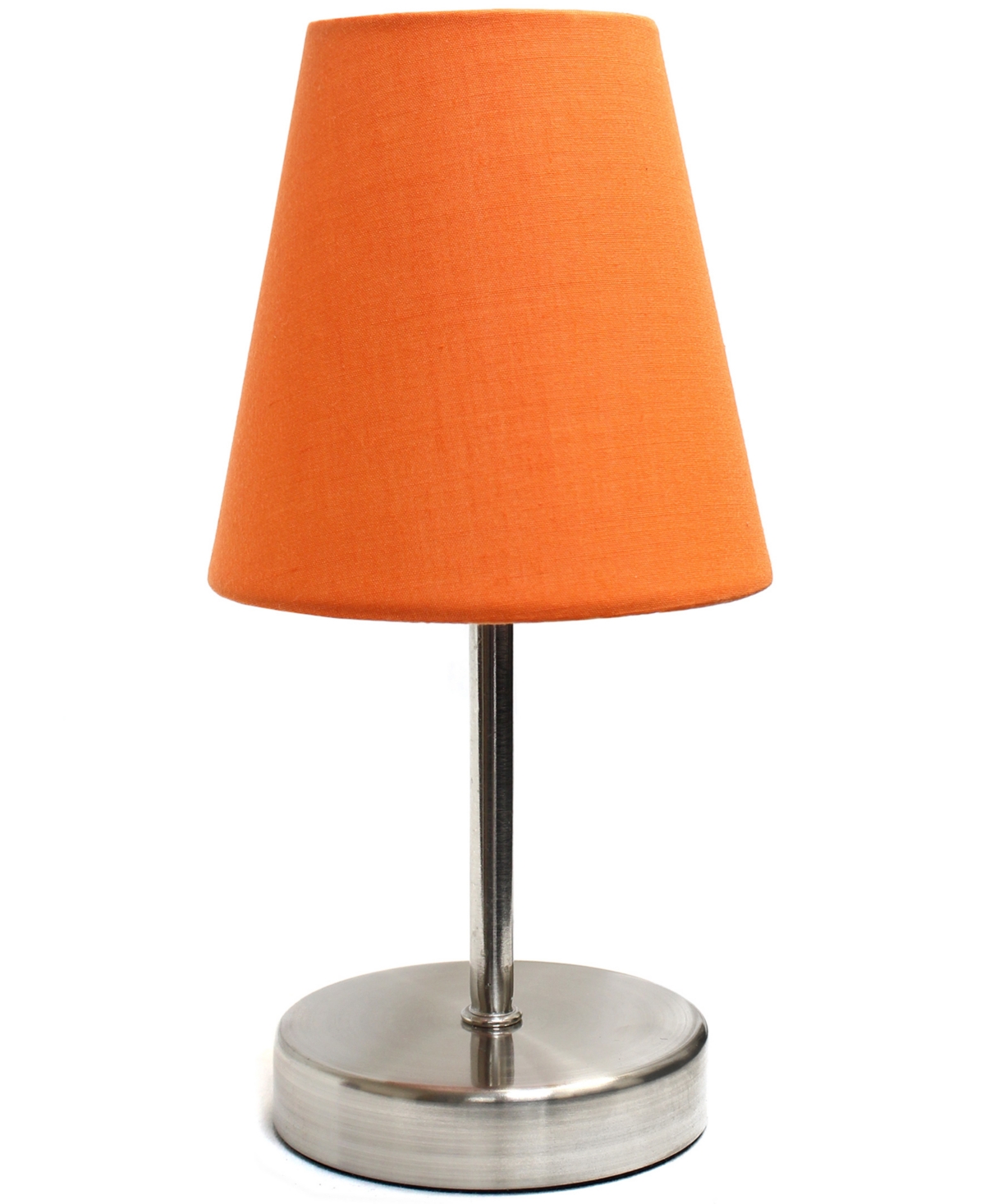 Shop Creekwood Home Nauru 10.5" Traditional Petite Metal Stick Bedside Table Desk Lamp With Fabric Empire Shade In Sand Nickel,orange