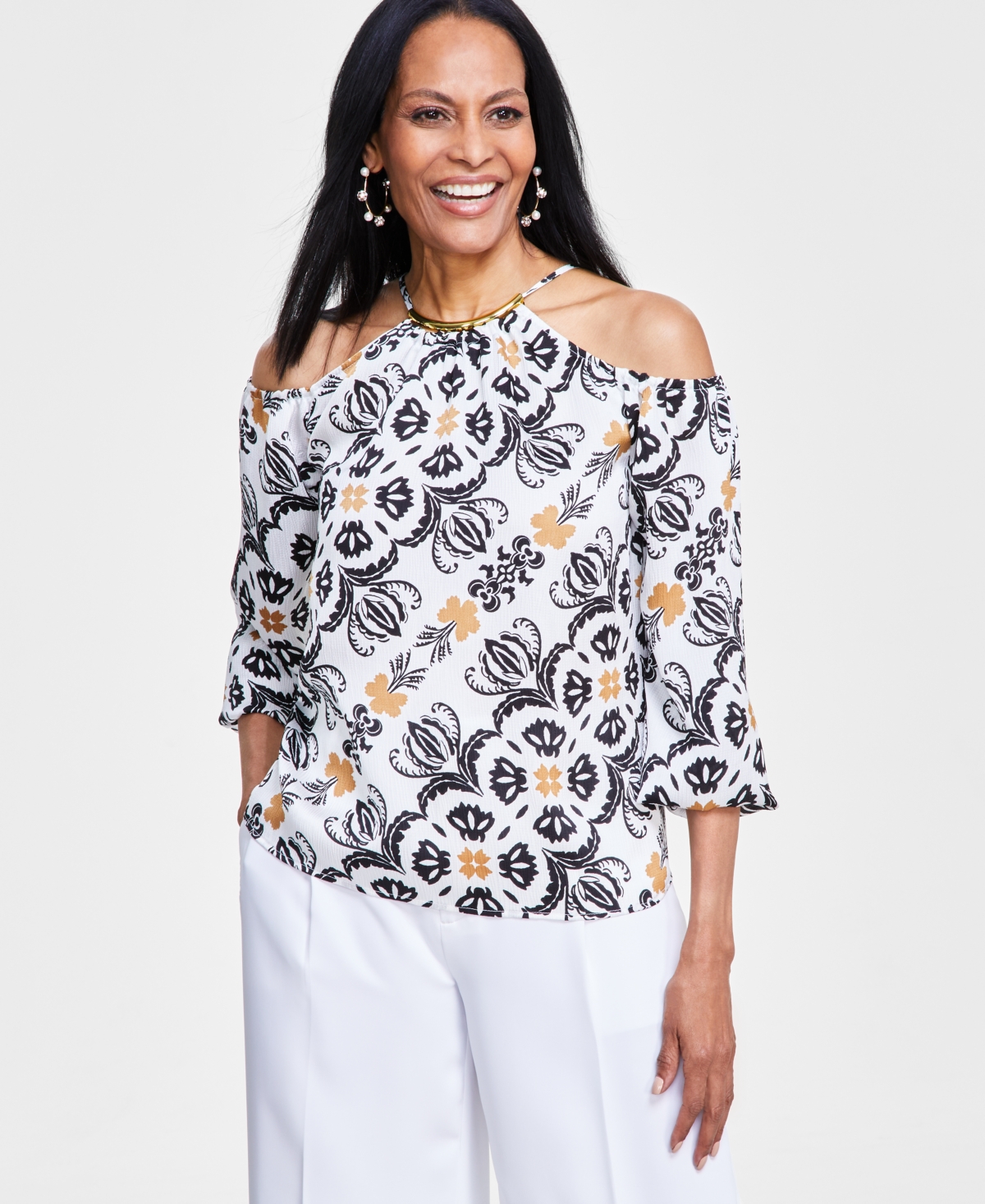 Women's Cold-Shoulder Top, Created for Macy's - Cara Border