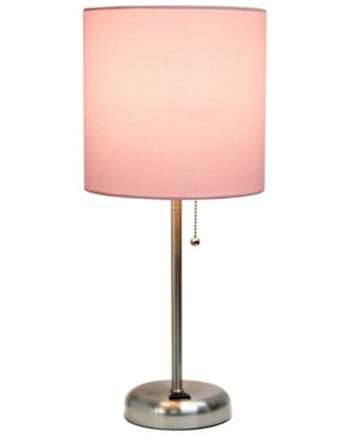 Oslo 19.5" Contemporary Bedside Standard Metal Table Desk Lamp with White Drum Fabric Shade