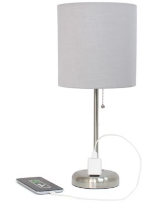 Oslo 19.5" Contemporary Bedside Standard Metal Table Desk Lamp with White Drum Fabric Shade