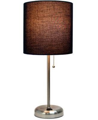 Oslo 19.5" Contemporary Bedside Standard Metal Table Desk Lamp with White Drum Fabric Shade