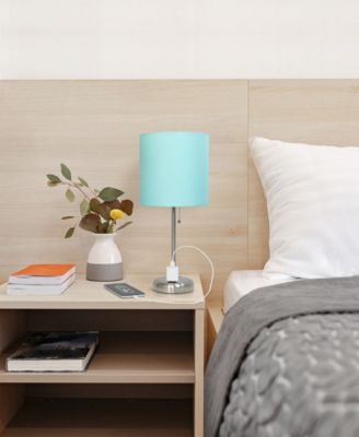 Oslo 19.5" Contemporary Bedside Standard Metal Table Desk Lamp with White Drum Fabric Shade
