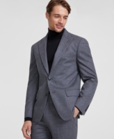 Calvin Klein Men's Slim-Fit Gray Solid Wool-Blend Suit Separate Jacket - Grey
