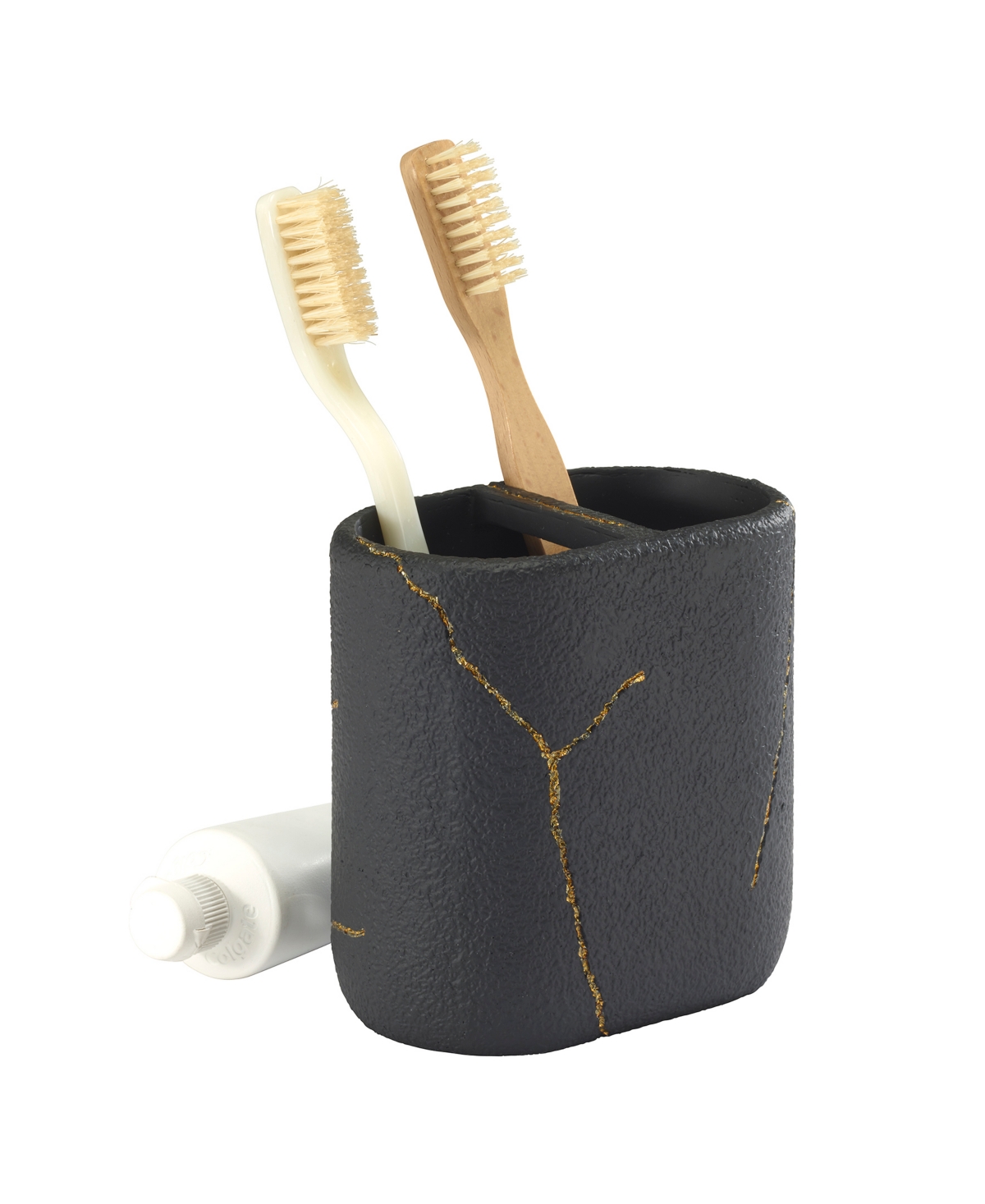 Shop Nicole Miller Sydney 2-pc. Bath Accessory Set In Blk,gold