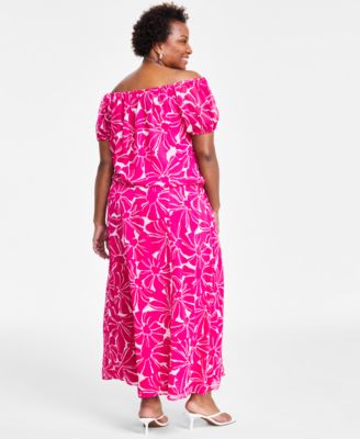 Shop Inc International Concepts Plus Size Off The Shoulder Top Maxi Skirt Created For Macys In Tala Bloom