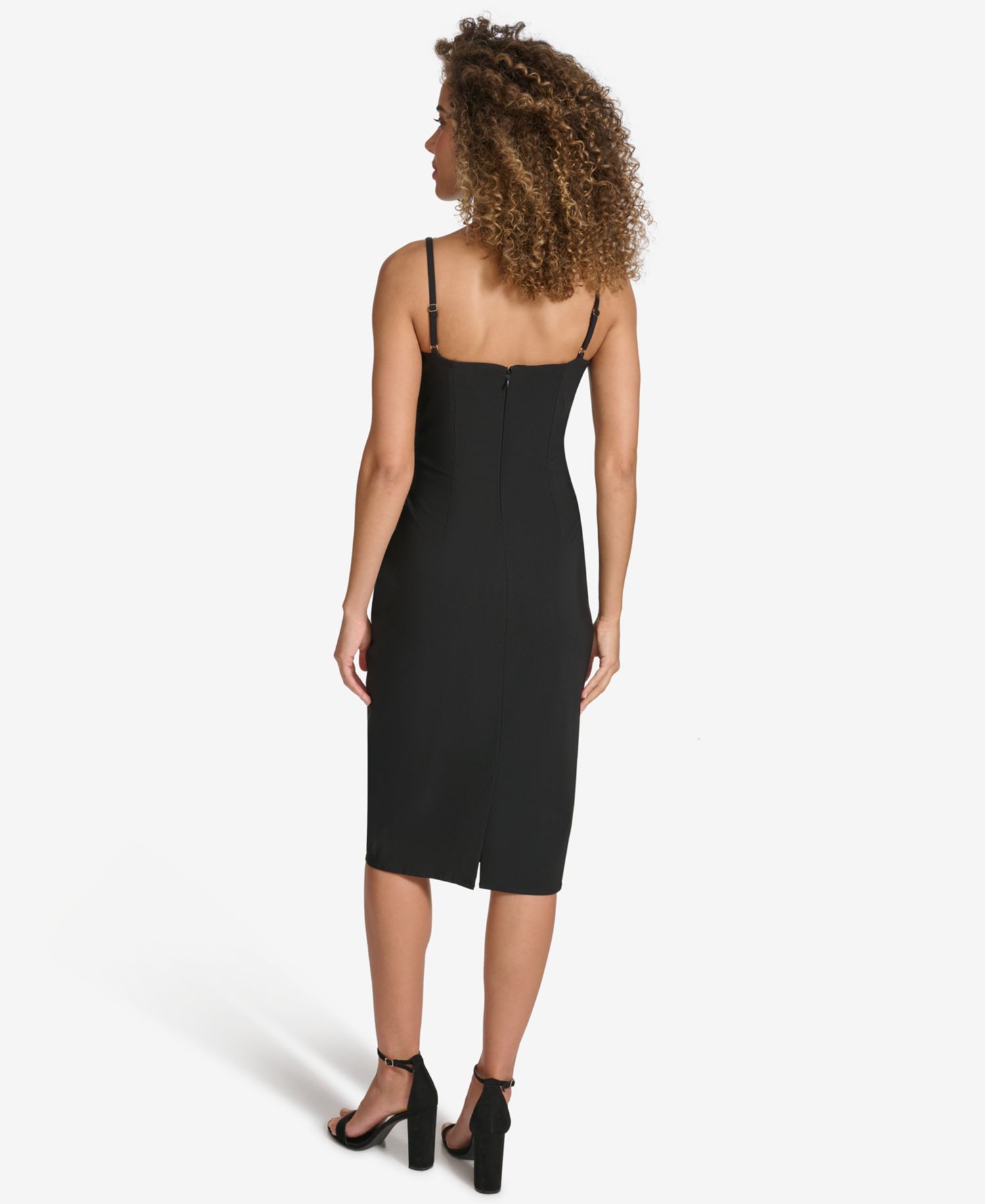 Women's Embellished-Strap Midi A-Line Dress