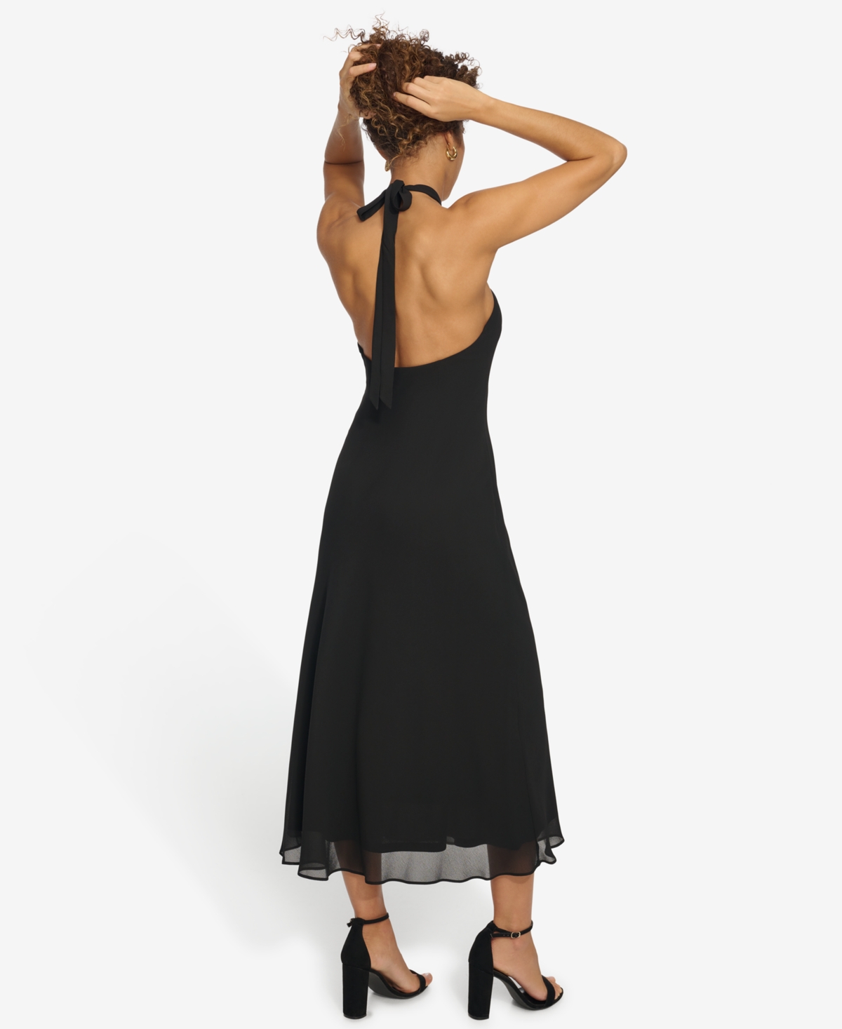 Shop Siena Women's Rosette-trim Open-back Halter Dress In Black