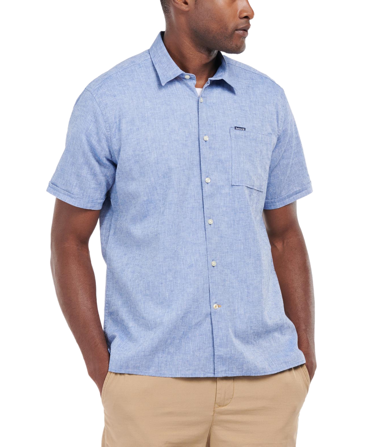 Shop Barbour Men's Nelson Short Sleeve Summer Shirt In Blue