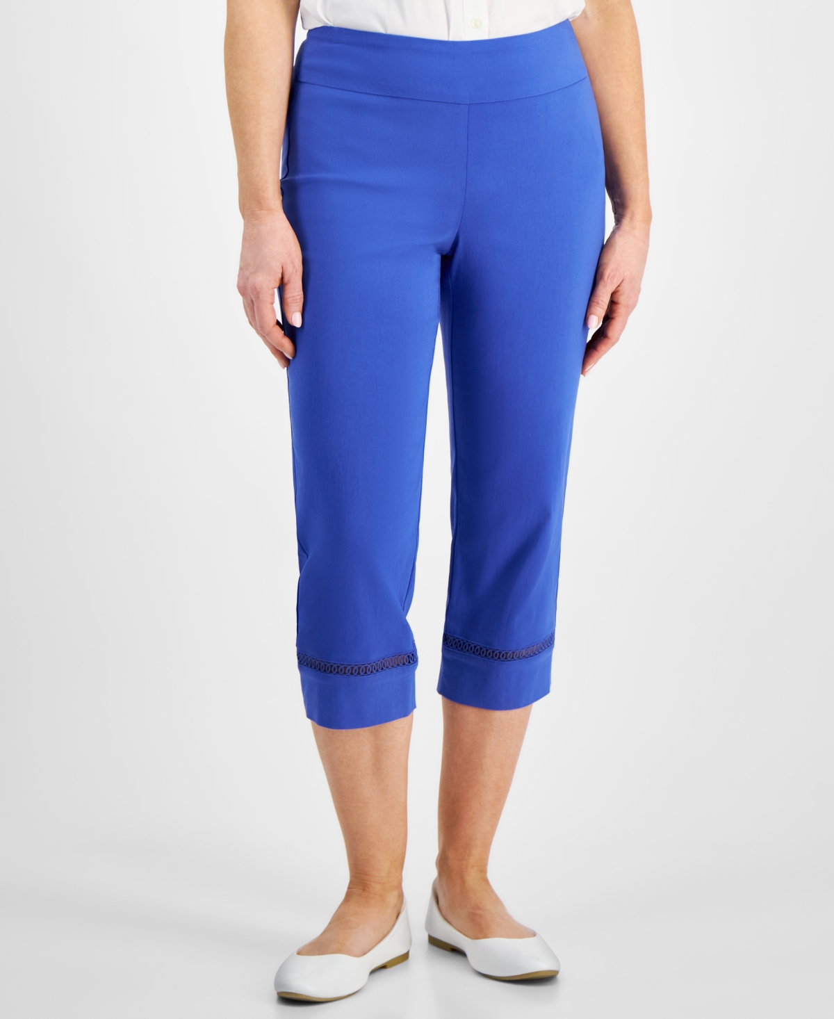 Jm Collection Petite Mid Rise Pull-on Capri Pants, Created For Macy's In Demure Blue