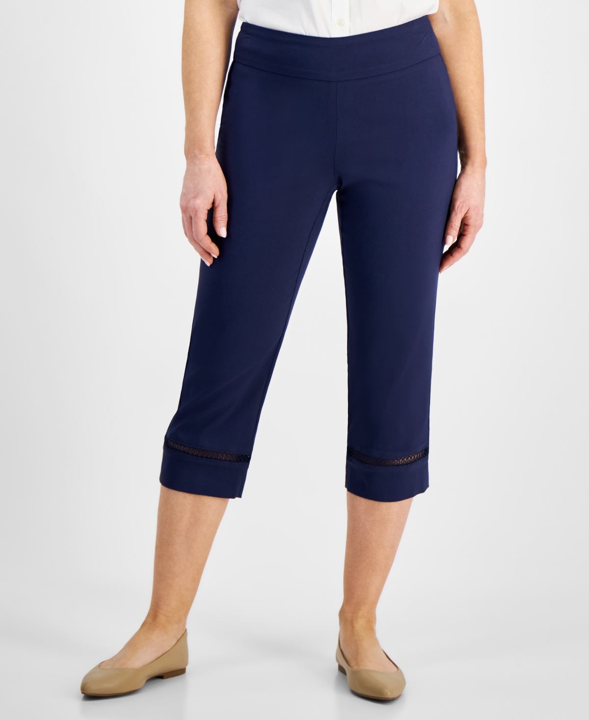 Jm Collection Petite Mid Rise Pull-on Capri Pants, Created For Macy's In Intrepid Blue