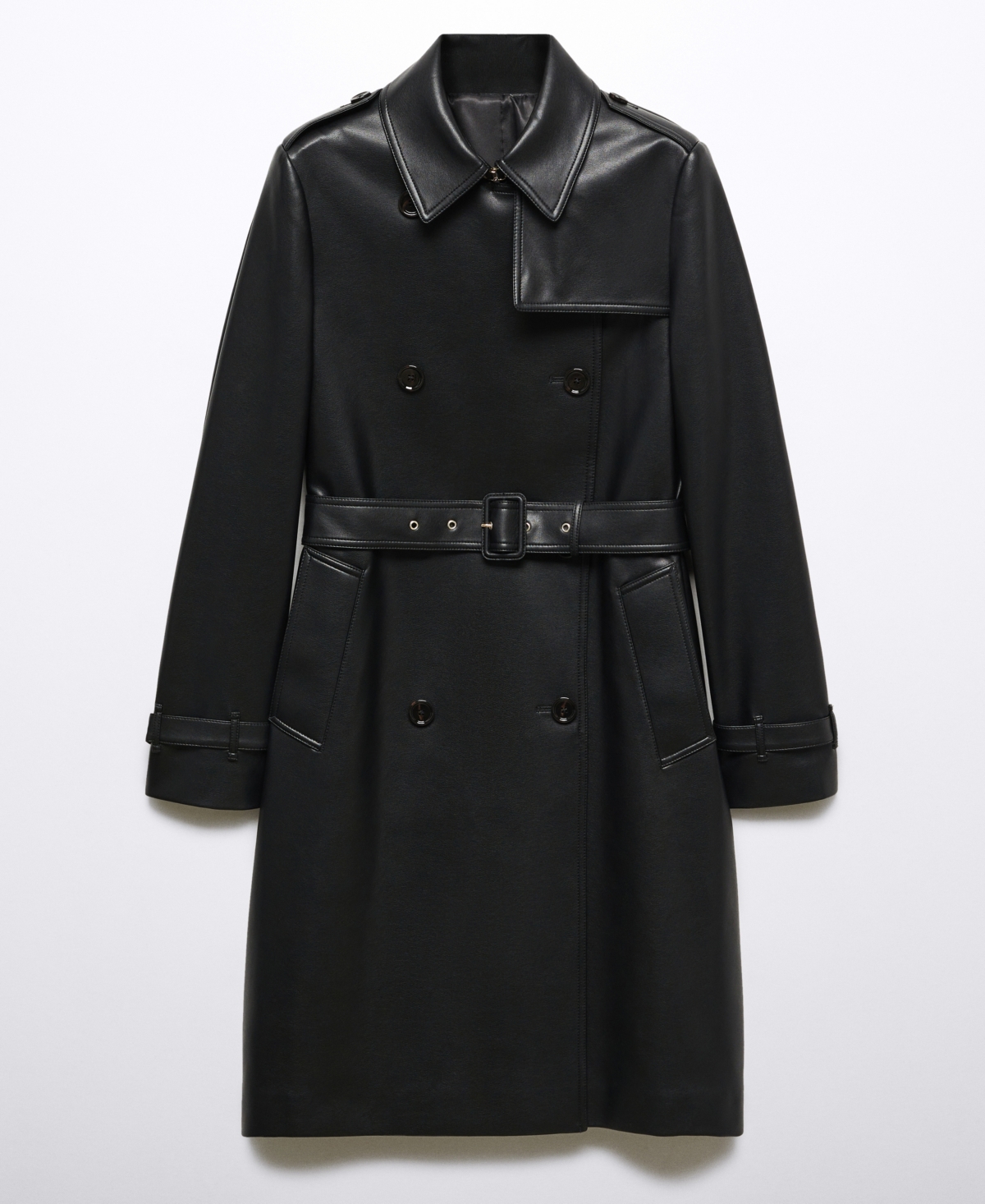 Shop Mango Women's Leather-effect Trench Coat In Medium Bro