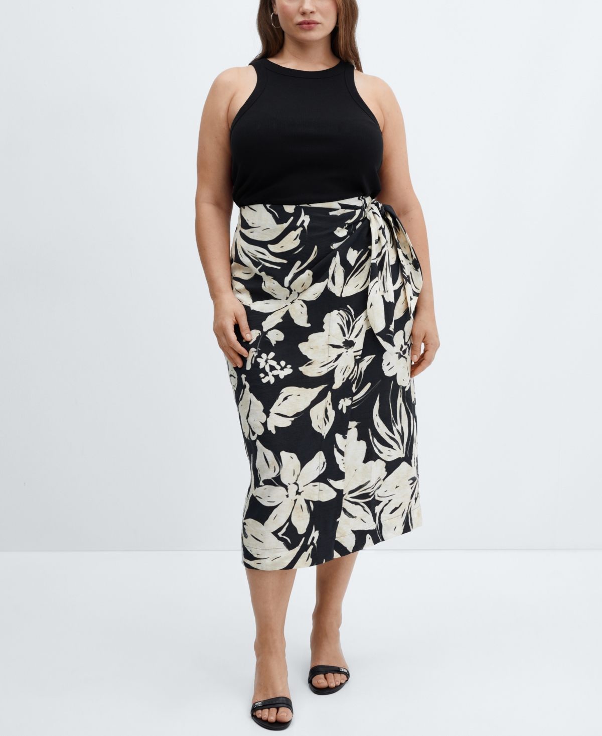 Shop Mango Women's Floral Wrapped Skirt In Bright Red