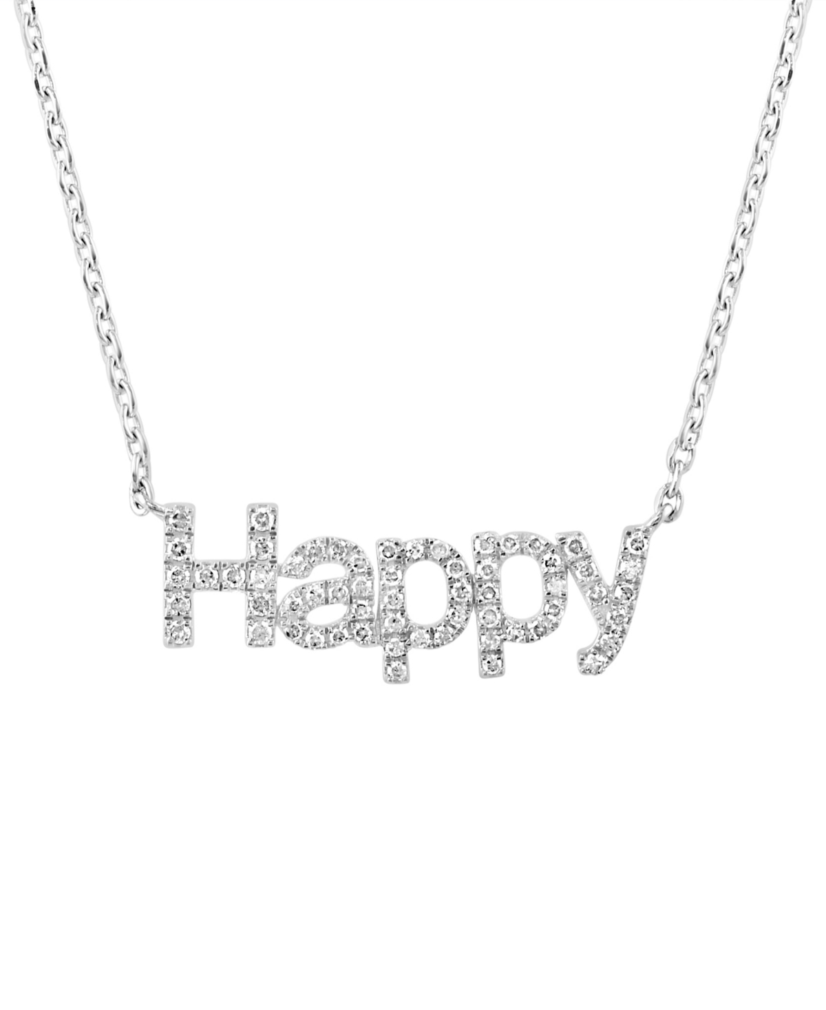 Effy Collection Effy Diamond Happy 18" Pendant Necklace (1/5 Ct. T.w.) In Sterling Silver In Angel