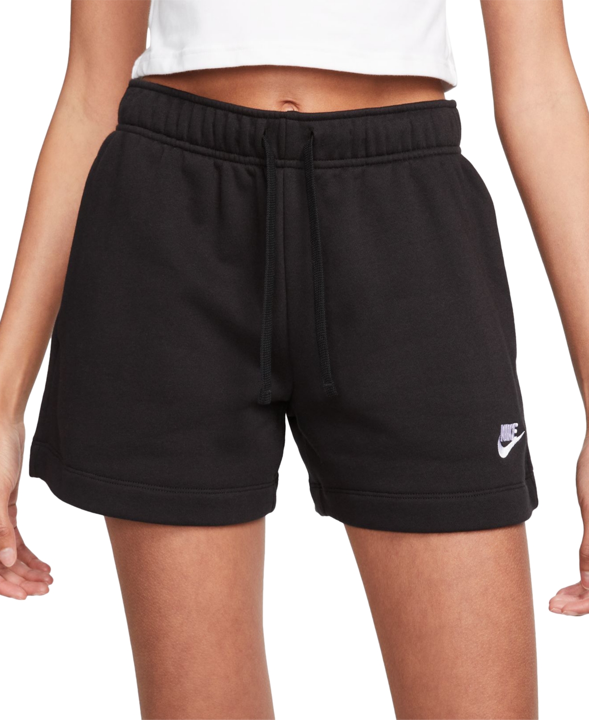 Shop Nike Women's Sportswear Club Fleece Mid-rise Shorts In Black,white