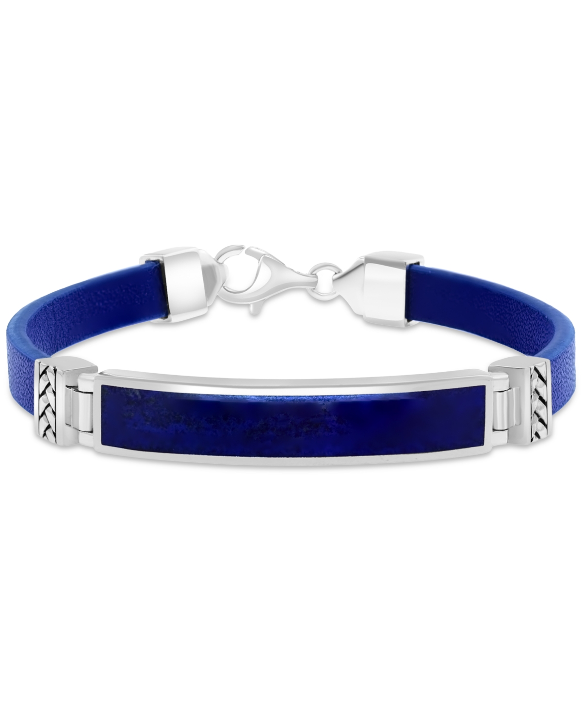 Effy Men's Lapis & Blue Leather Bracelet in Sterling Silver (Also in Onyx & Malachite) - Lapis